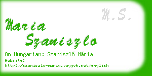 maria szaniszlo business card