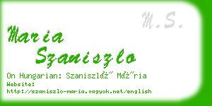 maria szaniszlo business card